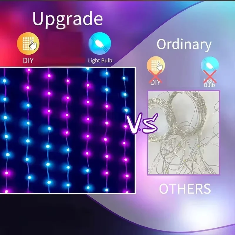 Smart LED Curtain Lights RGB A - Lighting Christmas Decor ulasan dan harga