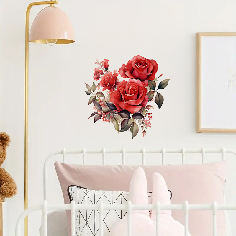 T2345# Beautiful Red Roses Sti - Lighting Mcqueen Bedroom Decor ulasan dan harga
