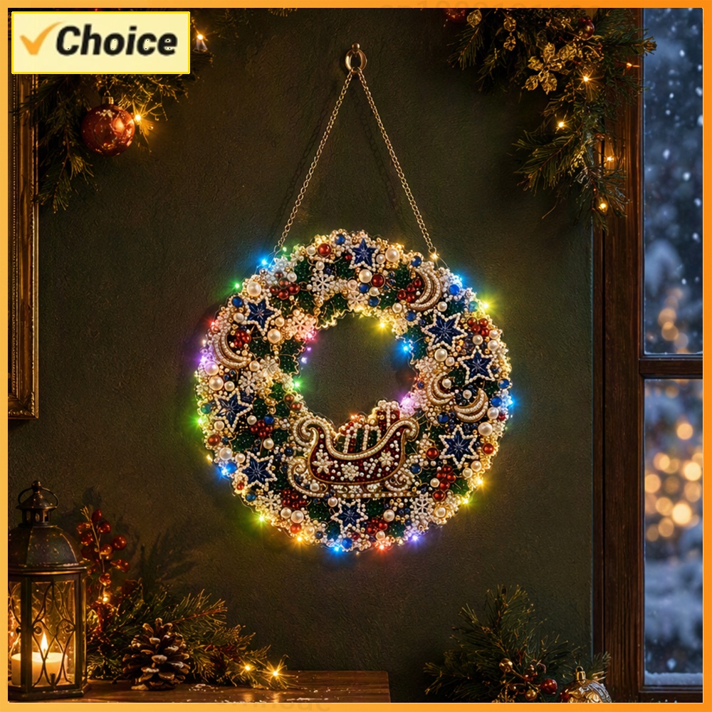 DIY Diamond Dot Christmas Wrea - Up Lighting Decor ulasan dan harga