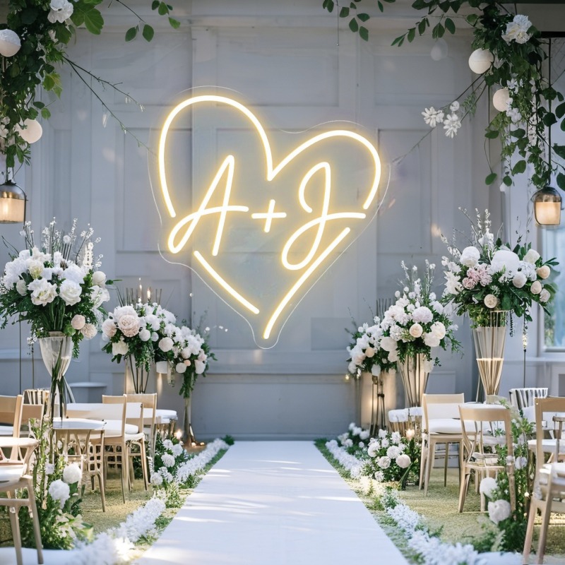 Custom Initials Heart LED Neon - Lighting Decoration Ideas ulasan dan harga
