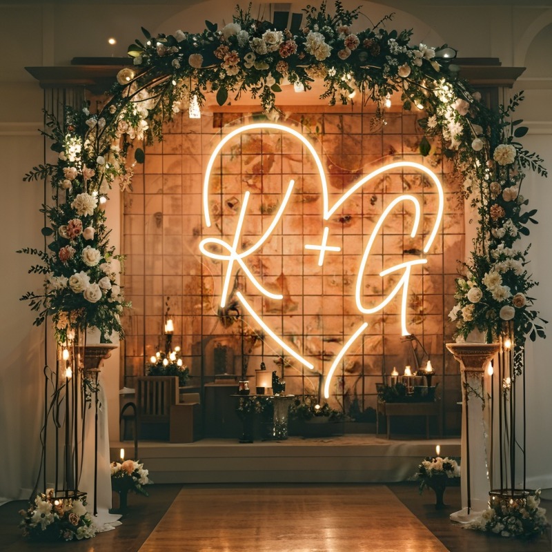Custom Initials Heart LED Neon - Lighting Decoration Ideas ulasan dan harga
