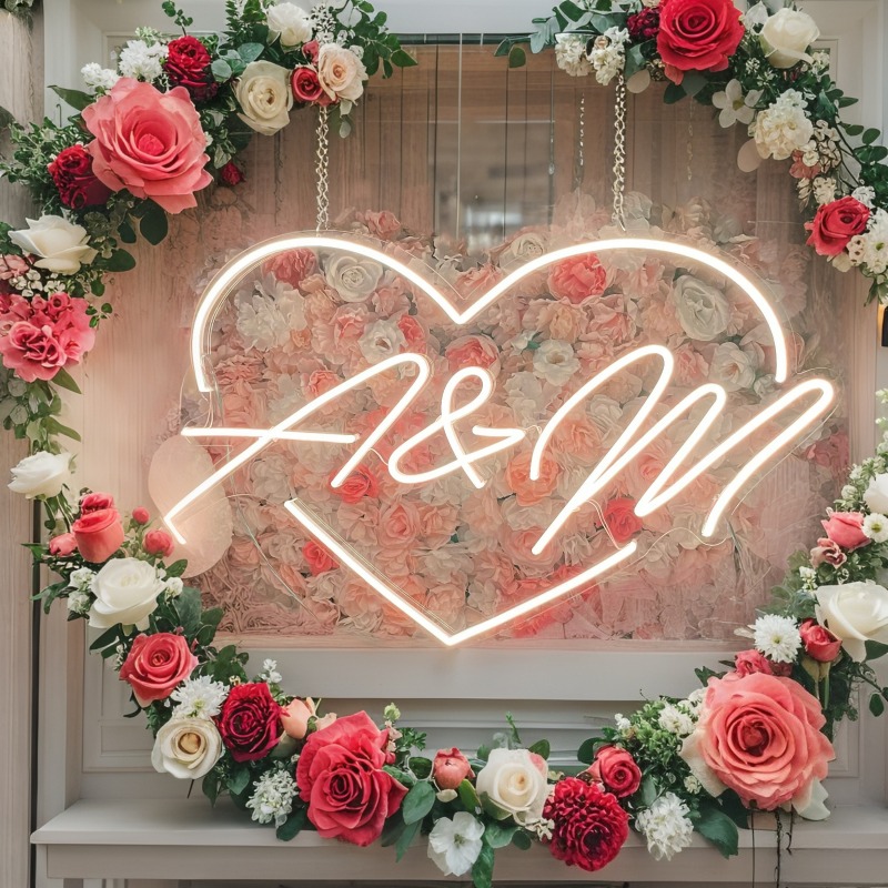 Custom Initials Heart LED Neon - Lighting Decoration Ideas ulasan dan harga