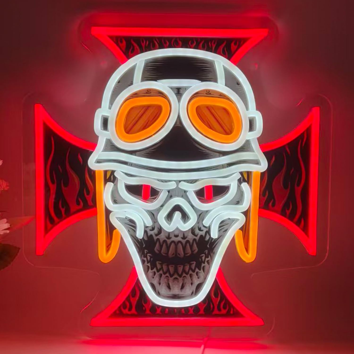 Biker Skull Cross LED Neon Sig - Lighting Christmas Decor ulasan dan harga