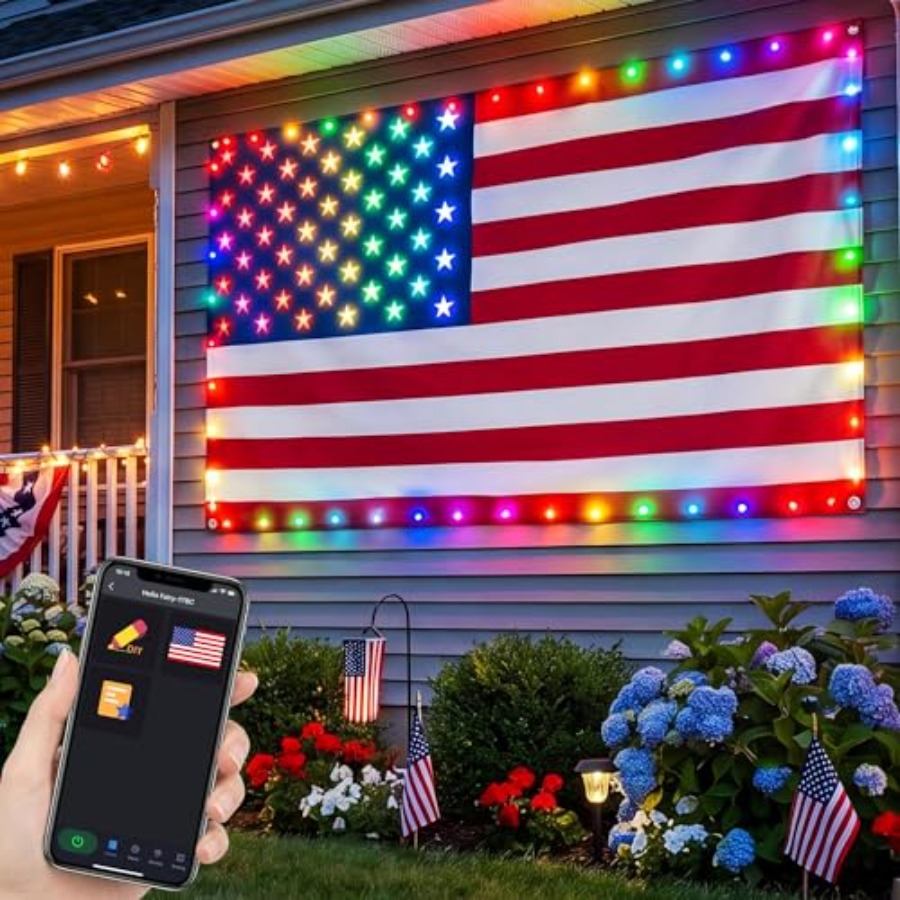 Smart Lighted American Flag 3x - Up Lighting Decor ulasan dan harga