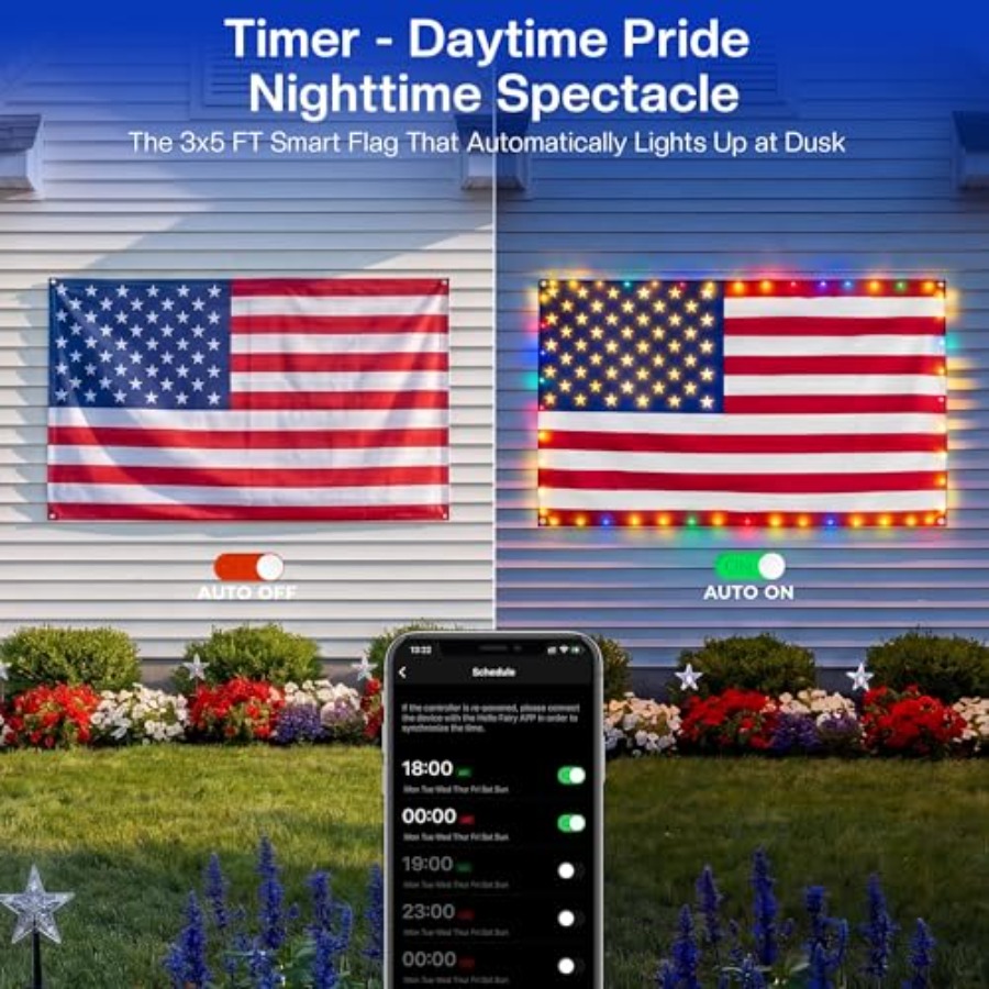 Smart Lighted American Flag 3x - Up Lighting Decor ulasan dan harga