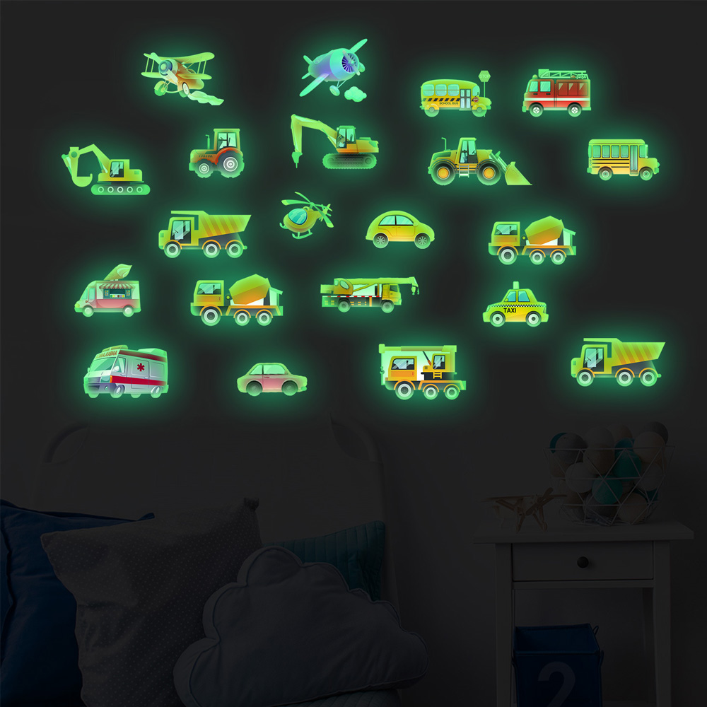 Luminous Car Wall Sticker 21Pc - Lighting Mcqueen Bedroom Decor ulasan dan harga