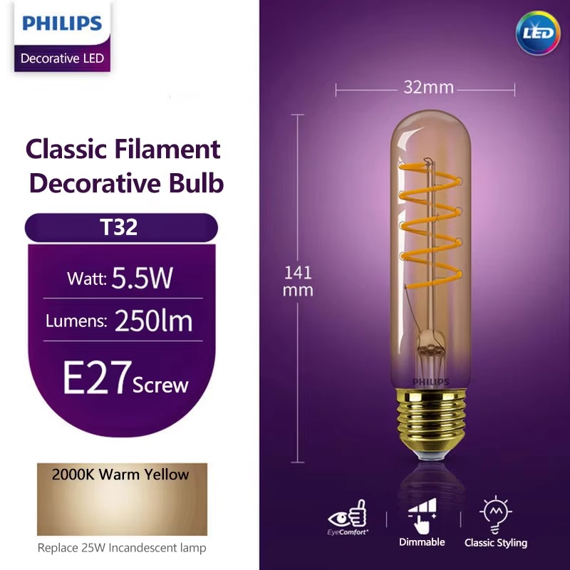 Philips Soft Amber 2000K LED D - Philips Bulb Led Classic ulasan dan harga