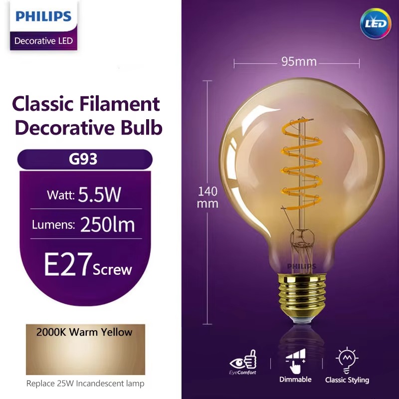 Philips Soft Amber 2000K LED D - Philips Bulb Led Classic ulasan dan harga