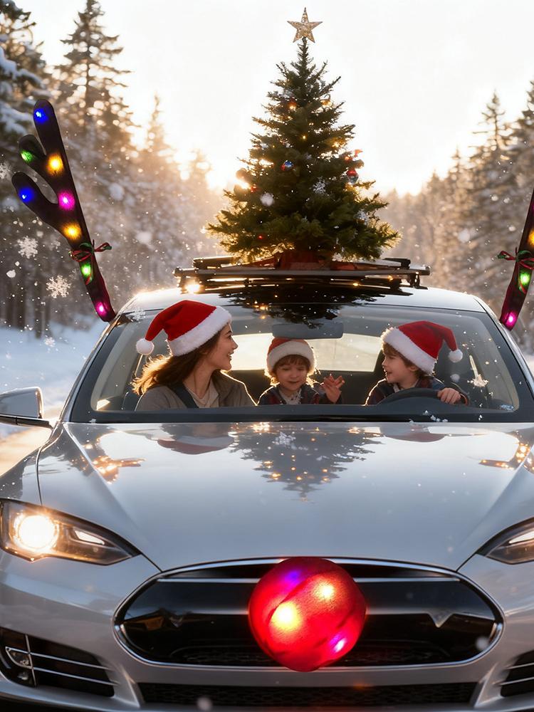 Car Reindeer Antlers with Nose - Up Lighting Decor ulasan dan harga