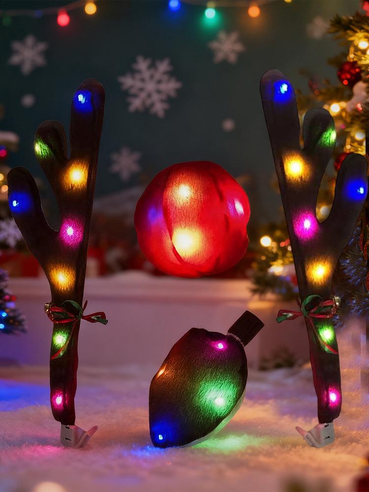Car Reindeer Antlers with Nose - Up Lighting Decor ulasan dan harga